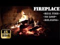 Warm relaxing fireplace with burning and crackling  4kr no loop no music asmr 