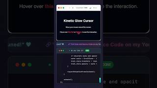 Custom Kinetic Glow Cursor | HTML CSS & JavaScript #tutorial #shorts