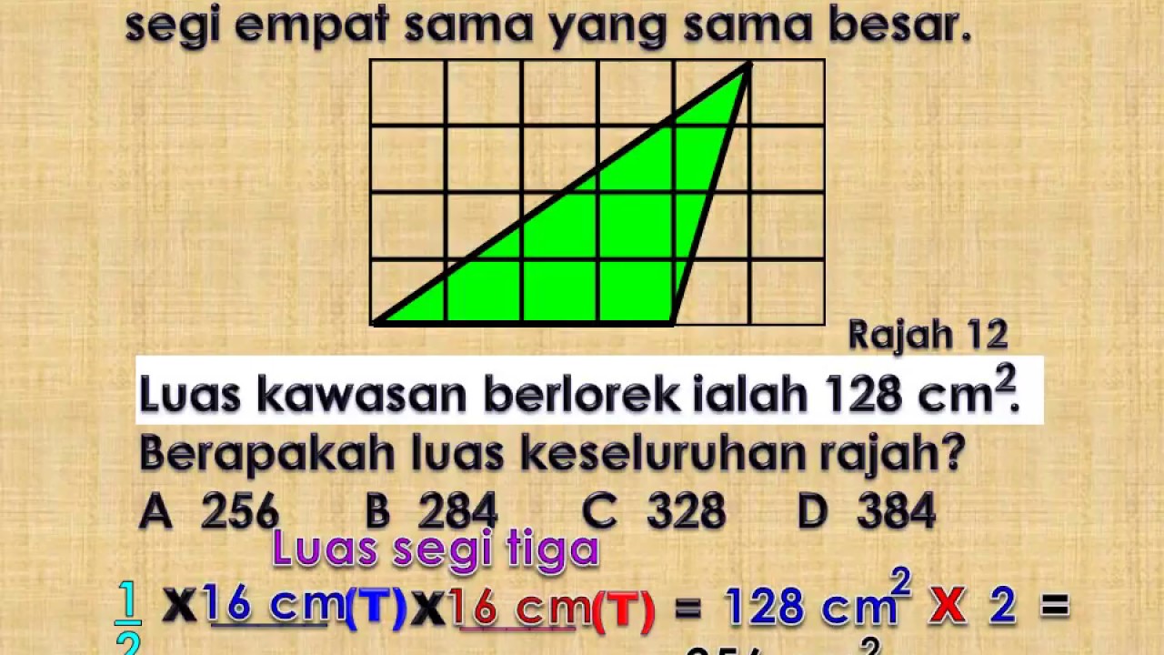 Tahun 6 Mencari Luas Kawasan Tidak Berlorek Youtube