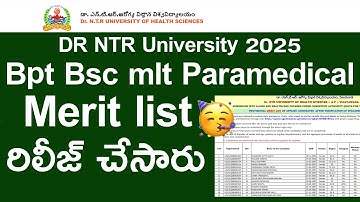 DR NTR UNIVERSITY 2025 Bpt Bsc mlt paramedical merit list released | DR NTR UNIVERSITY 2025