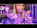 ASMR *PURPLE FOOD* EDIBLE HAIR COMB, LIPSTICK, EYESHADOW PALETTE, JEWELS, JELLY NOODLES MUKBANG 먹방