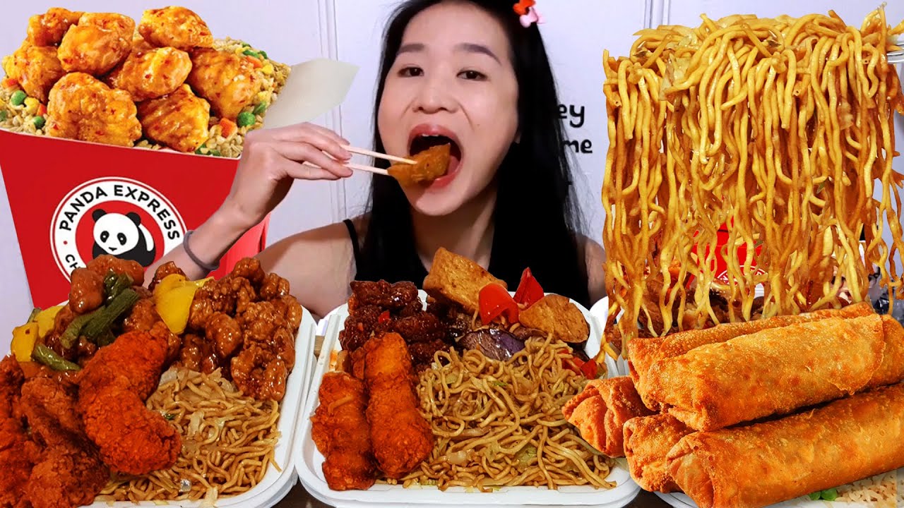 The MOST Satisfying Panda Express Mukbang Compilation #8 Orange Chicken, Crispy Egg Rolls & Noodles