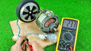 The energy is free to produce 233 volt electricity using the hoverboard wheel