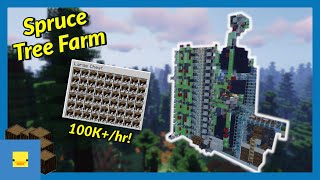 105k/hr Dustless Automatic Spruce Tree Farm! | Minecraft 1.17 [Designed by Lintex]