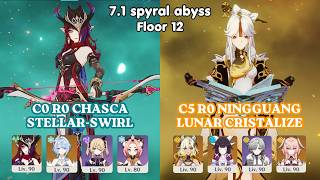 C0 R0 Chasca & C5 R0 Ningguang | 7.1 Spyral Abyss floor 12 clear screenshot 5