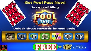 100% Free Pool Pass in 8 ball pool By HN inside | Season of Bling |