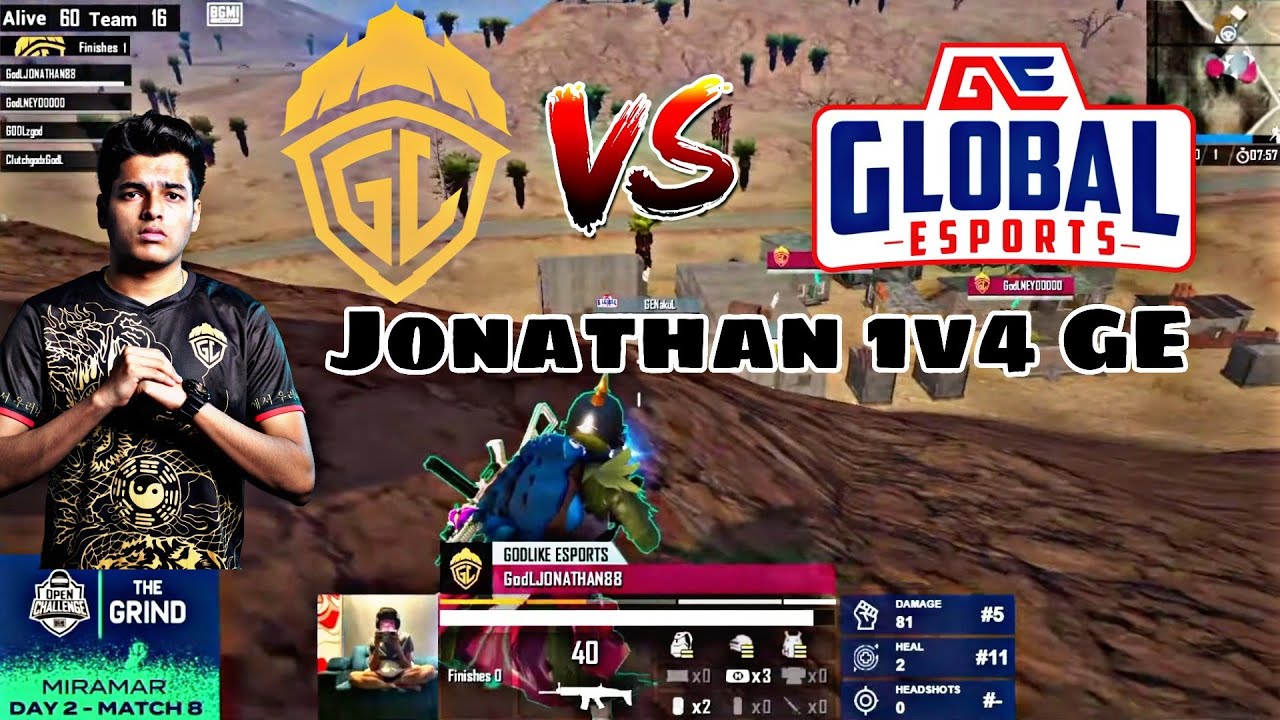 Godlike esports Vs Global esports || Jonathan 1v4 Global esports ...