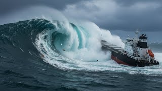 Giant US Coal Ship vs Mega Tsunami: Realistic Ocean Disaster Simulation (AI VFX)