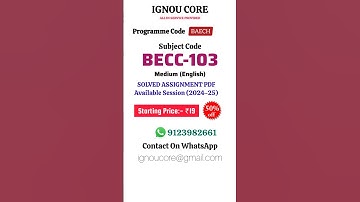 BECC 103 Solved Assignment PDF 2024-25 in English, BAECH program BECC-103 Solved assignments
