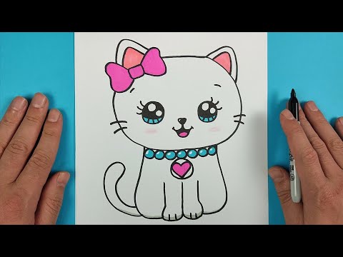 Kolay Çizimler, Kedi Çizimi, Sevimli Resim Çizimleri, Kedi Resim Çizimi Kolay, How to Draw Cute Cat