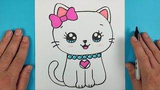 Kolay Çizimler, Kedi Çizimi, Sevimli Resim Çizimleri, Kedi Resim Çizimi Kolay, How to Draw Cute Cat