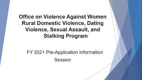 OVW FY2021 Rural Program Pre-application Information Session