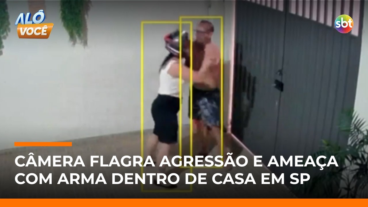 Câmeras flagram agressões e homem é preso por cárcere privado e ameaça com arma à esposa | #AloVoce