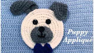 Super easy crochet puppy dog appliqué with bow tie by Crochet for Baby 210