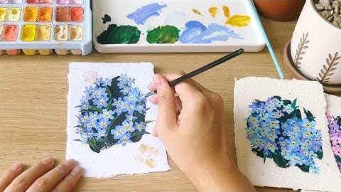 Cách Vẽ Hoa Lưu Ly Bằng Màu Gouache Himi Đơn Giản | How to Paint Forget-me-not with Gouache