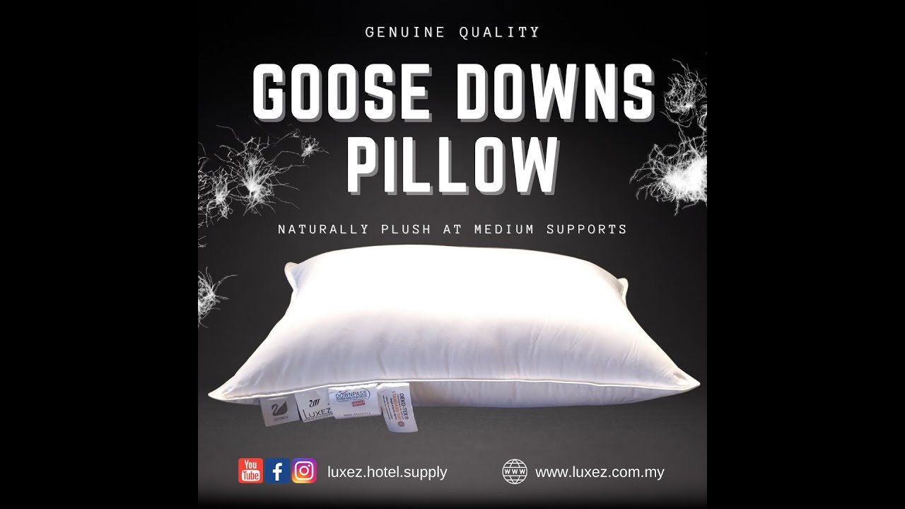 Luxez Luxury Hotel Goose Downs Feather Pillow Medium Support