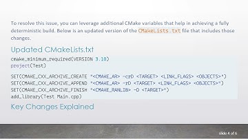 Achieving Deterministic Library Builds Using CMake