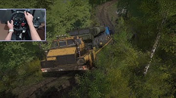 Illegal car movement in the dark forest | Snow runner | g29