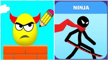 "Draw to Smash 🆚 Ninja offline game : Ultimate Logic Puzzle Showdown & All Levels Walkthrough"