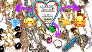 45 Lbs 😁 SGW Jewelry Unboxing Ep4 💃🏼 10k Gold! Brooches! 💎 925 Rings! & Sale!  #jewelrylover