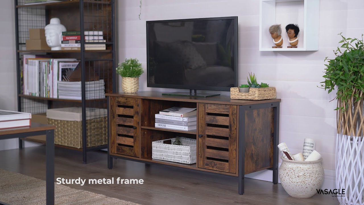 TV Stand with Cabinet and Adjustable Shelves, Home Furniture, Home  Improvement - ULTV43BX - VASAGLE 