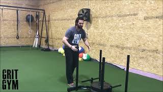 Sled Push Press (short demo) It's a push press for arms+core+legs but with a sled for less risk