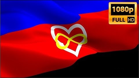 Polyamorous flag LGBT 1080p HD 1920X1080 footage video waving in wind. Polyamory Rainbow Pride flag