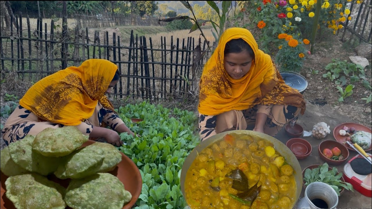 বাগানের টাটকা পালং শাক দিয়ে পালং কচুরি সাথে সয়াবিন আলুর দারুন মজার তরকারি ||Villfood by Laki