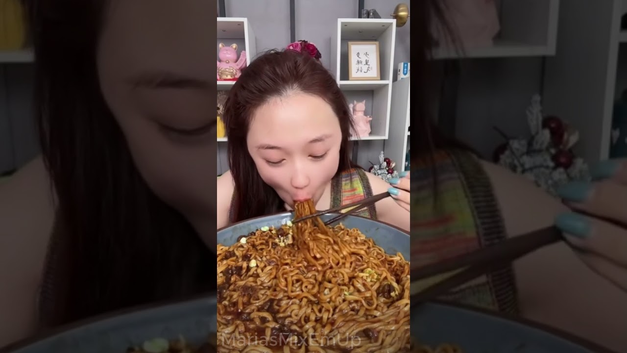 Eating Meat Seafood and Noodles