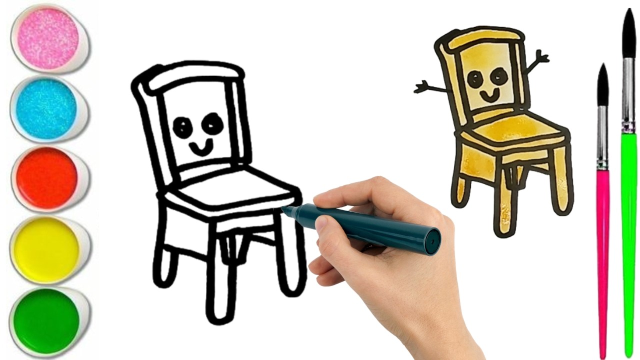 How To Draw  cute Chair Drawing, Painting & water Coloring For Kids and Toddlers_🌈🎨