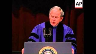 In the final commencement address of his presidency, George W. Bush congratulated and commiserated w