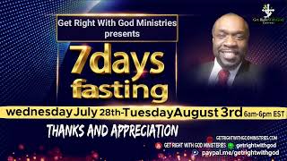 7 DAYS FAST: GIVING GOD THANKS AND APPRECIATION (END OF DAY 1)