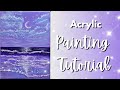 Paint This Purple Sparkling Ocean💜🌙 🌊✨ Easy Acrylic Painting Tutorial For Beginners