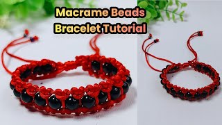 How to Mix Beads with Macrame Cords Bracelet || membuat gelang tali dengan manik mutiara