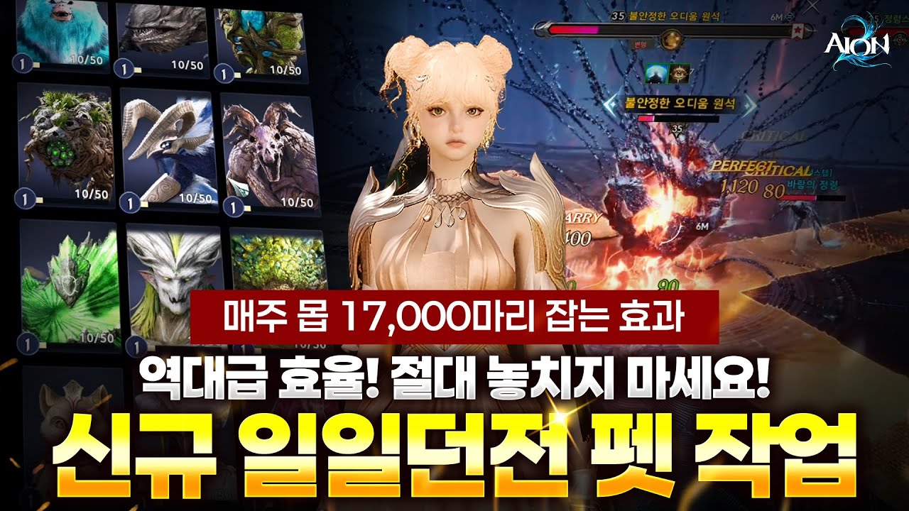 [아이온2] 역대급 효율 펫 일일던전! 매주마다 몹 1만7천마리 잡는 효과! 펫작업 절대 놓치지마세요!!