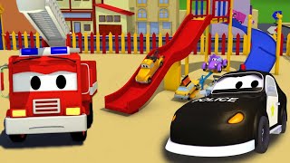 Авто Патруль -  Падение с горки - Автомобильный Город  🚓 🚒 детский мультфильм