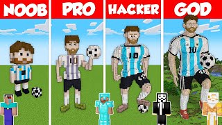 MESSI STATUE BASE HOUSE BUILD CHALLENGE - Minecraft Battle: NOOB vs PRO vs HACKER vs GOD / Animation screenshot 4