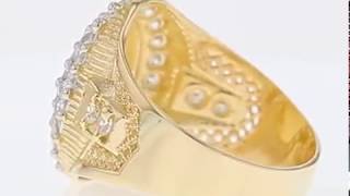 Solid Yellow Gold Mens Zodiac CZ Ring - Leo JL