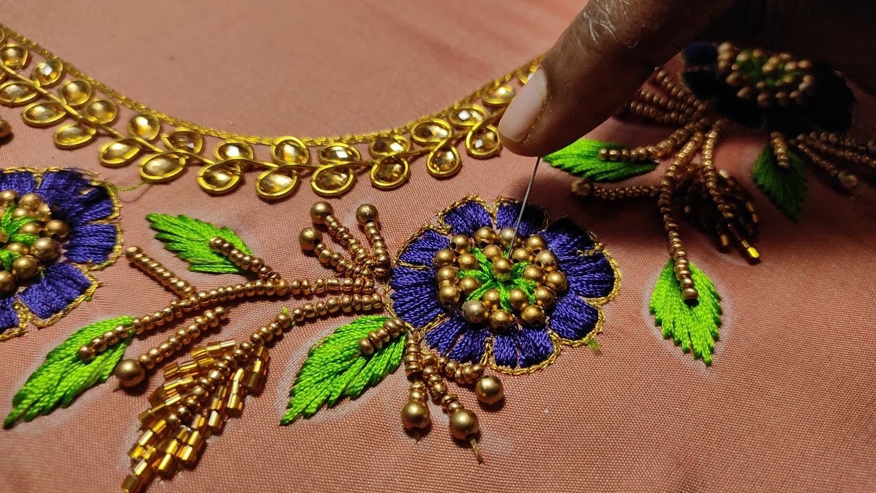 simple and elegant thread work using normal needle - YouTube