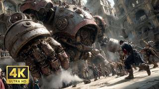 Steampunk City Awakens in 4K – When Machines Gain Consciousness and Rebel