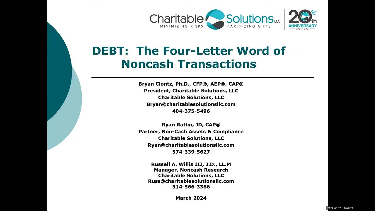 DEBT: The Four Letter Word of Noncash Transactions