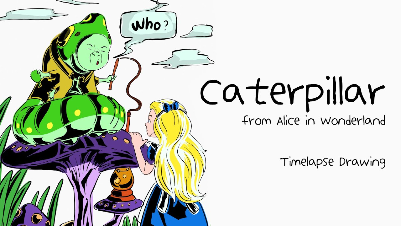 Drawing Caterpillar from Alice in Wonderland (Timelapse) using Blender 5.0