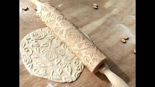 Wooden 3d Embossed Rolling Pins for Hodliday Christmas Decorative Baking Cookies