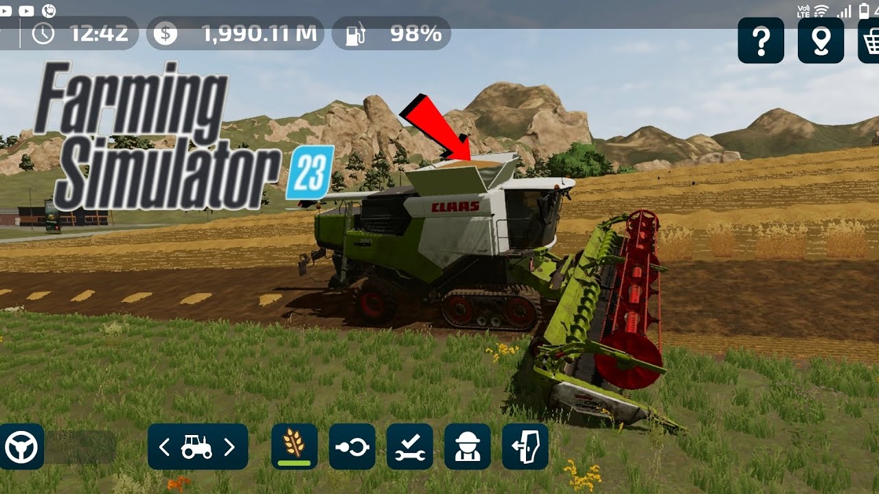 Harvesting and selling wheat in FS 23 game.