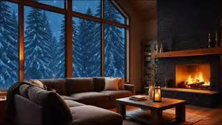 No Ads Fireplace Blizzard ASMR - Peaceful Winter Night ASMR - Snowstorm & Warm Fire