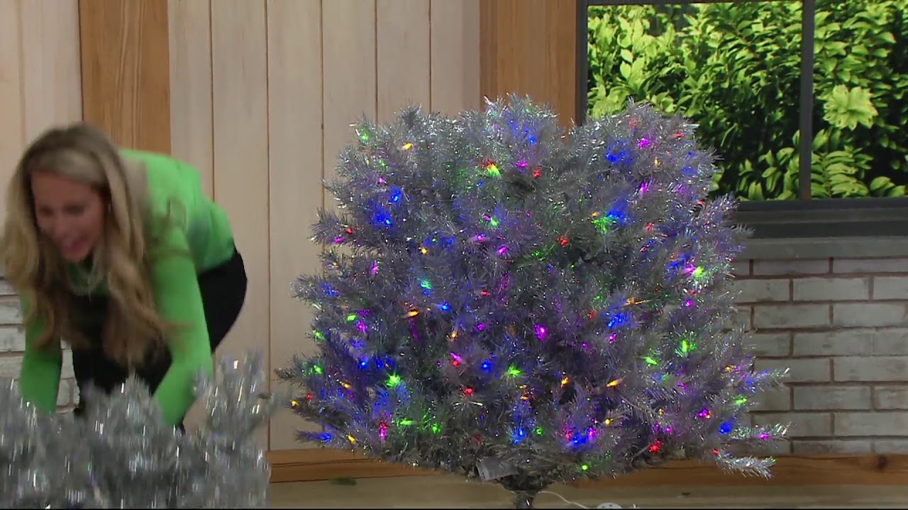 Santa's Best Sparkling LED Convertible 5'7.5' Tree w/8 Functions on