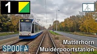 Cabinerit Tram 1 (Amsterdam) | Matterhorn - Muiderpoortstation (Tram Driver&#39;s POV)