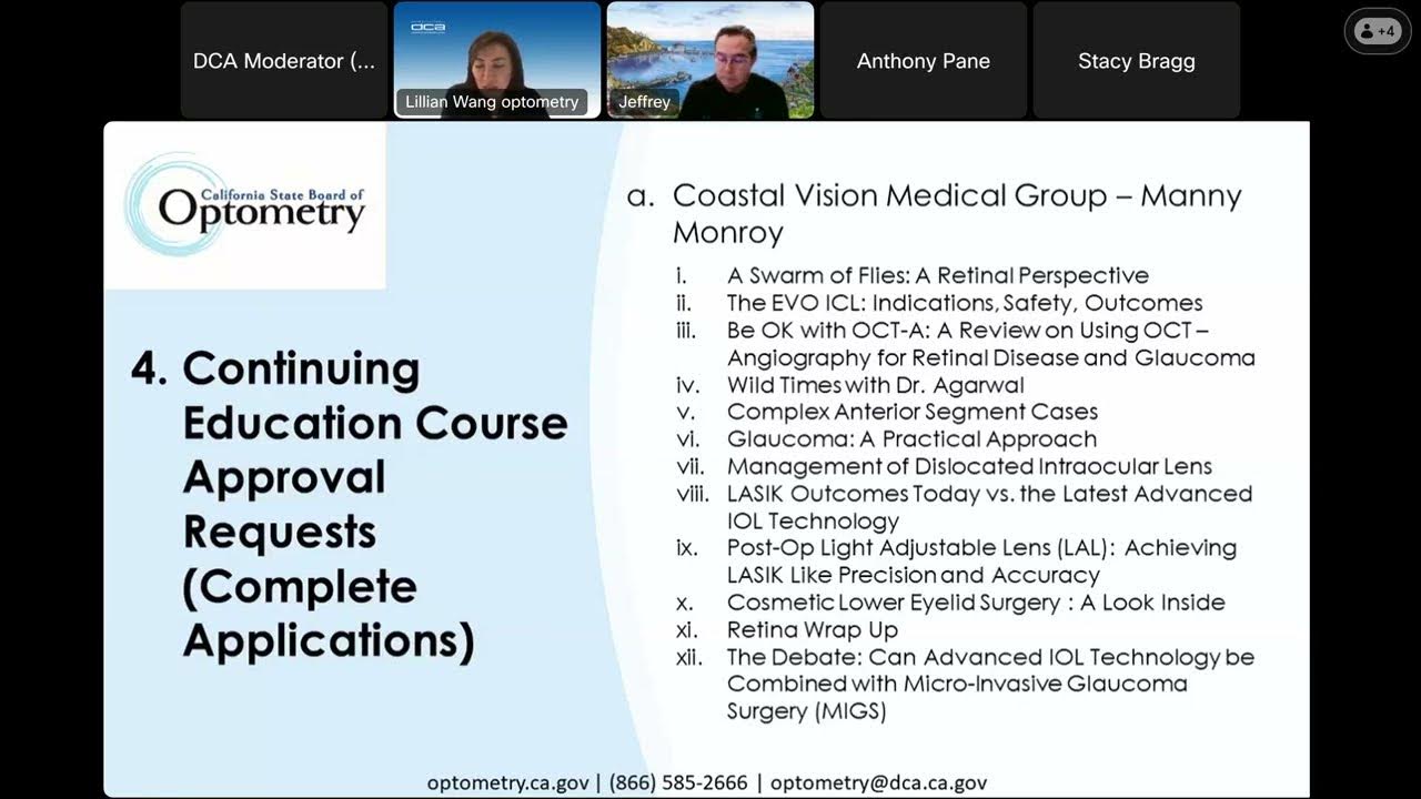 California Board of Optometry Practice and Education Committee meeting