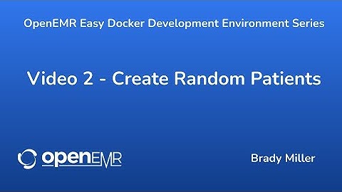 OpenEMR Easy Docker Development - Create Random Patients - Video 2