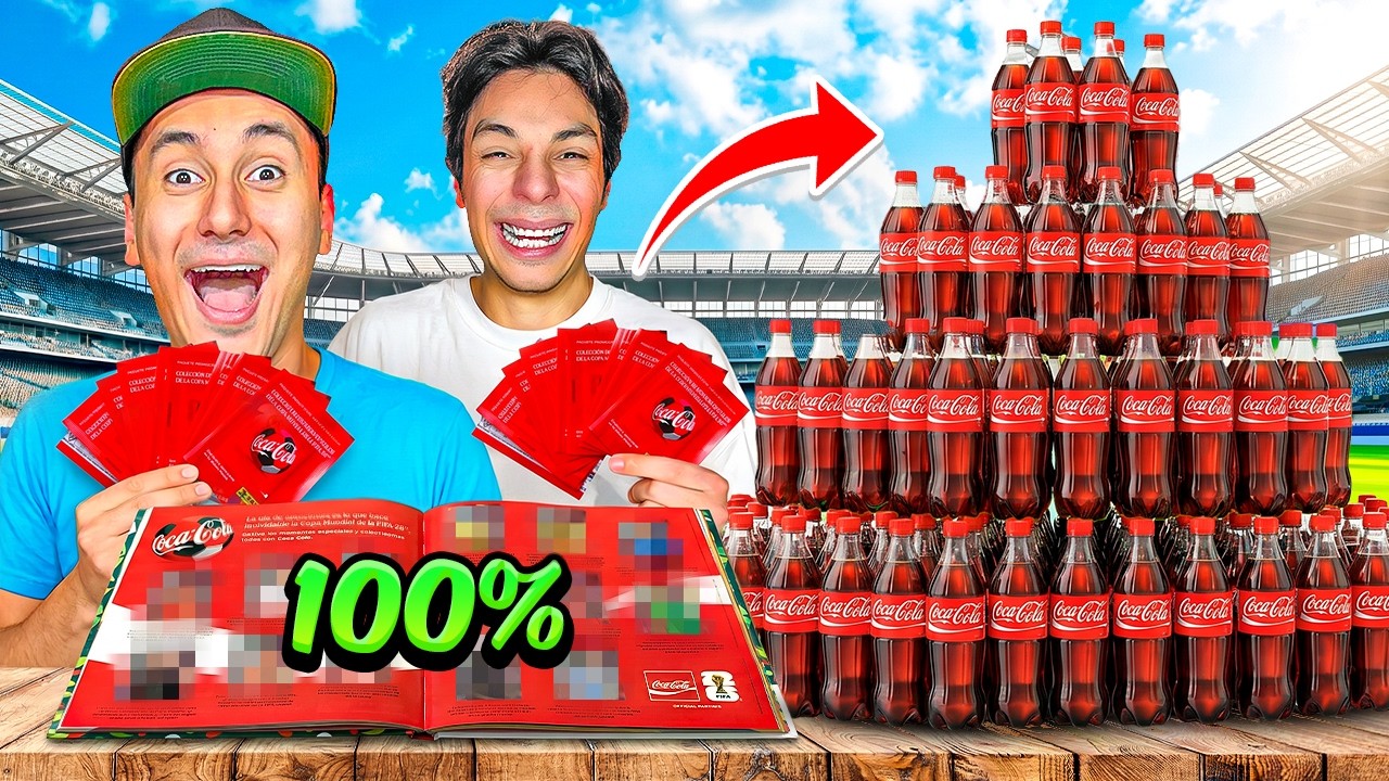 COMPRÉ 100 COCA-COLA para LLENAR LA PARTE ROJA DEL ÁLBUM DEL MUNDIAL 2026... +$10,000